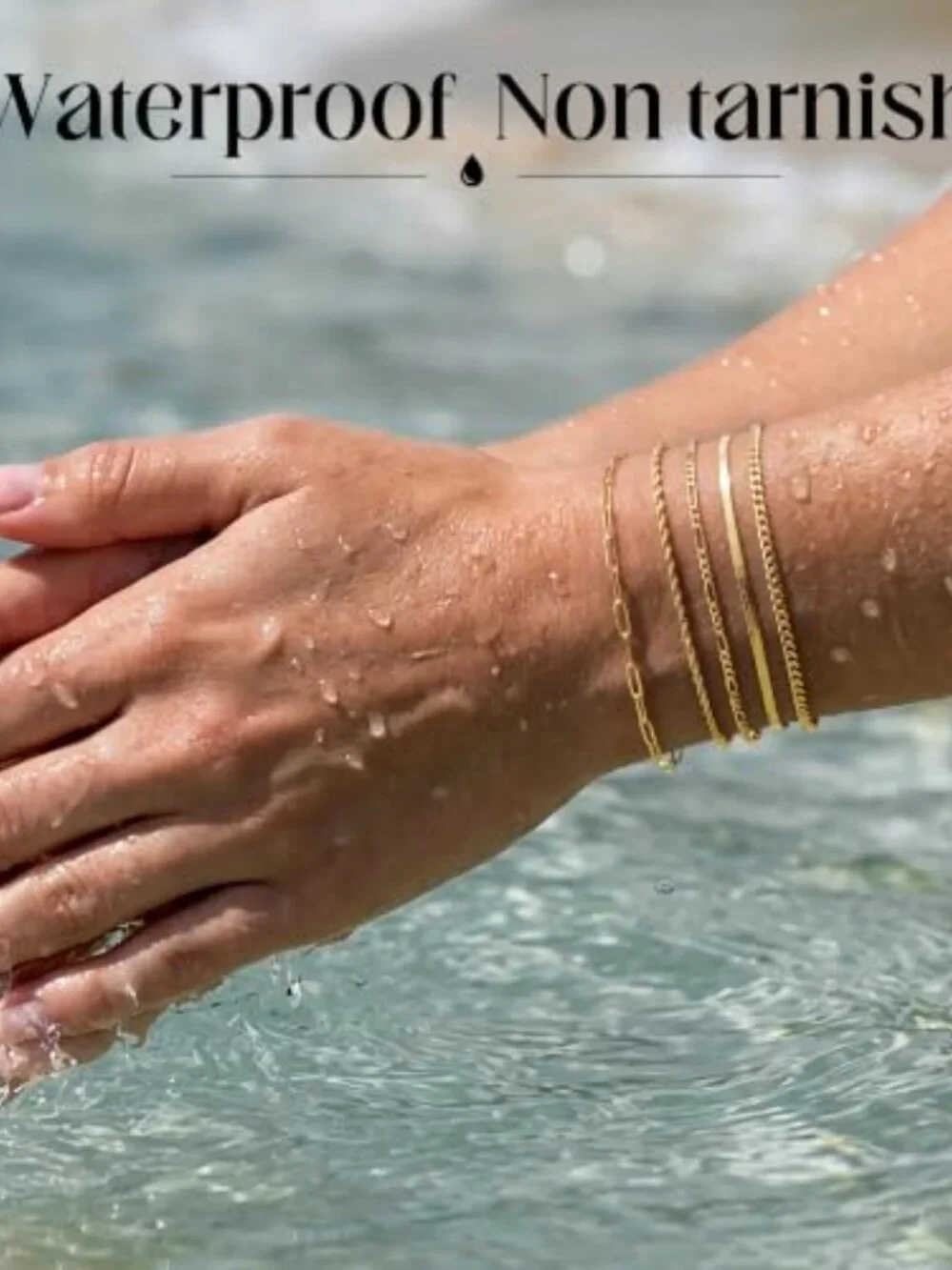 Dainty Gold Bracelets for Women Waterproof